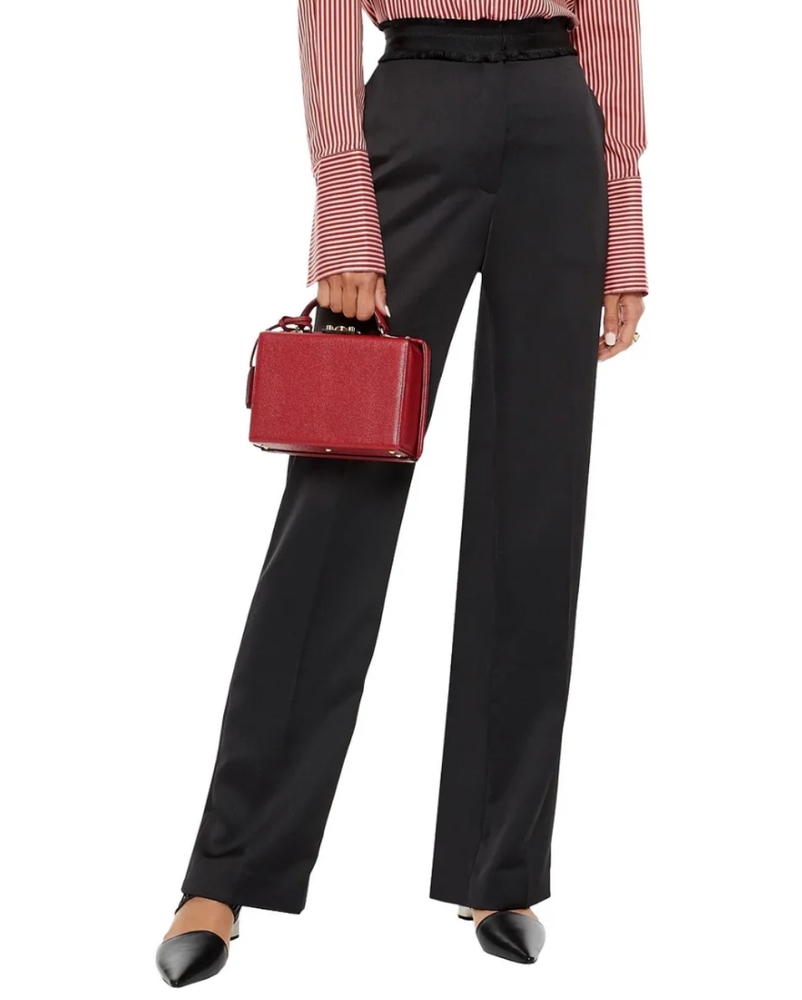 New Sandro kimiko Satin Straight Leg black Pants